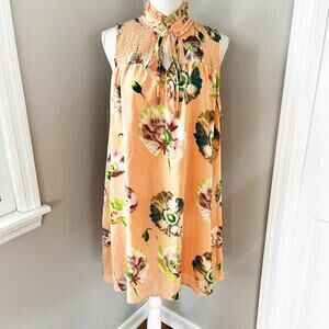 Entro Peach Floral Sleeveless Shift Dress